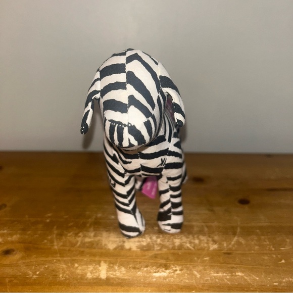 Victoria's Secret PINK LOVE Zebra Print White Black 8” Dog Plush Stuffed Animal - Picture 3 of 7